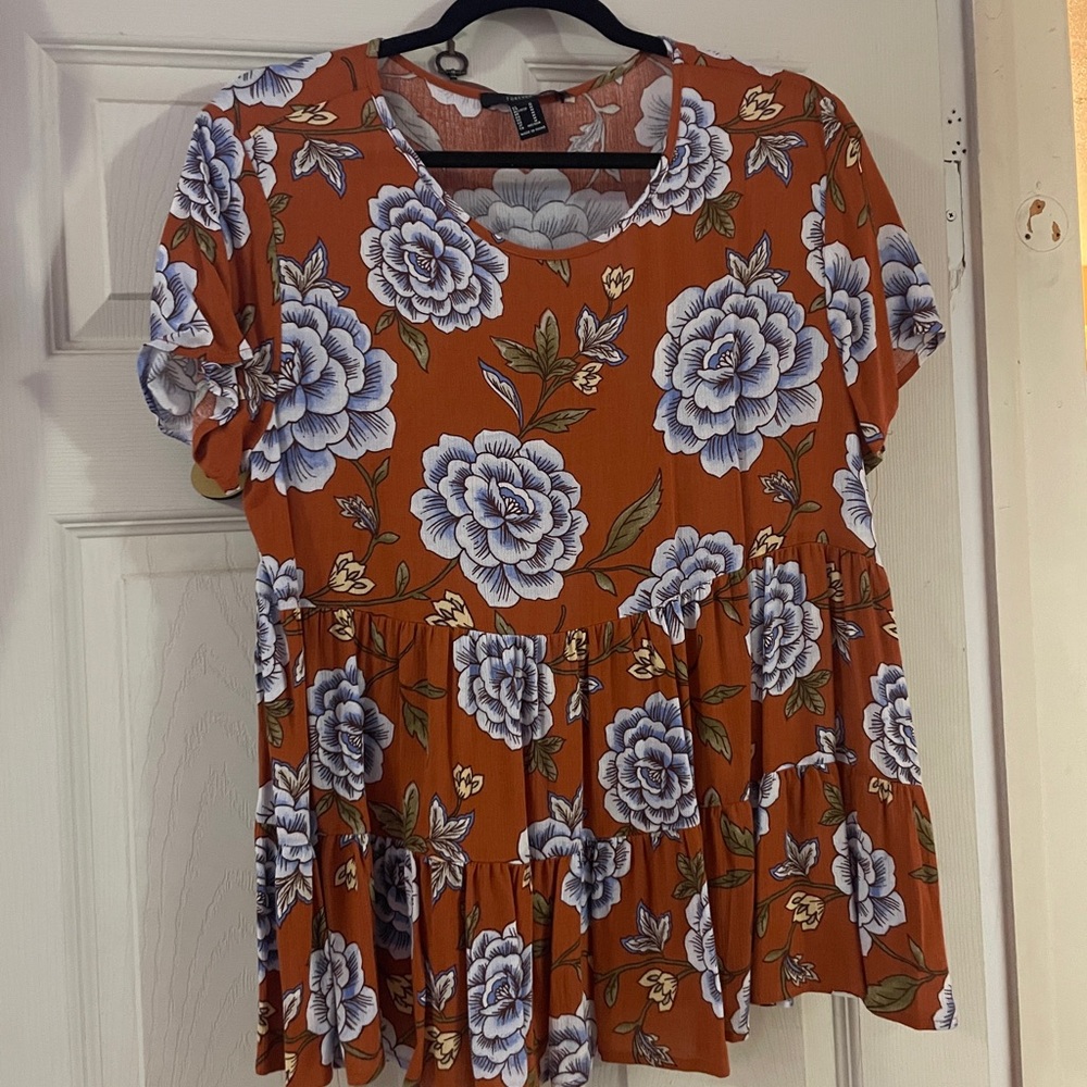 Forever 21 Rust Floral Blouse